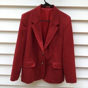 VTG Artcraft Blazer Womens Sz M Red Made in USA Single Breasted Modest 70s 80s